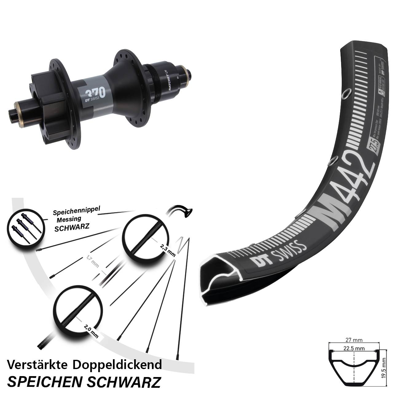 29 Zoll DT Swiss M 442-370 Disc Laufrad QR XD