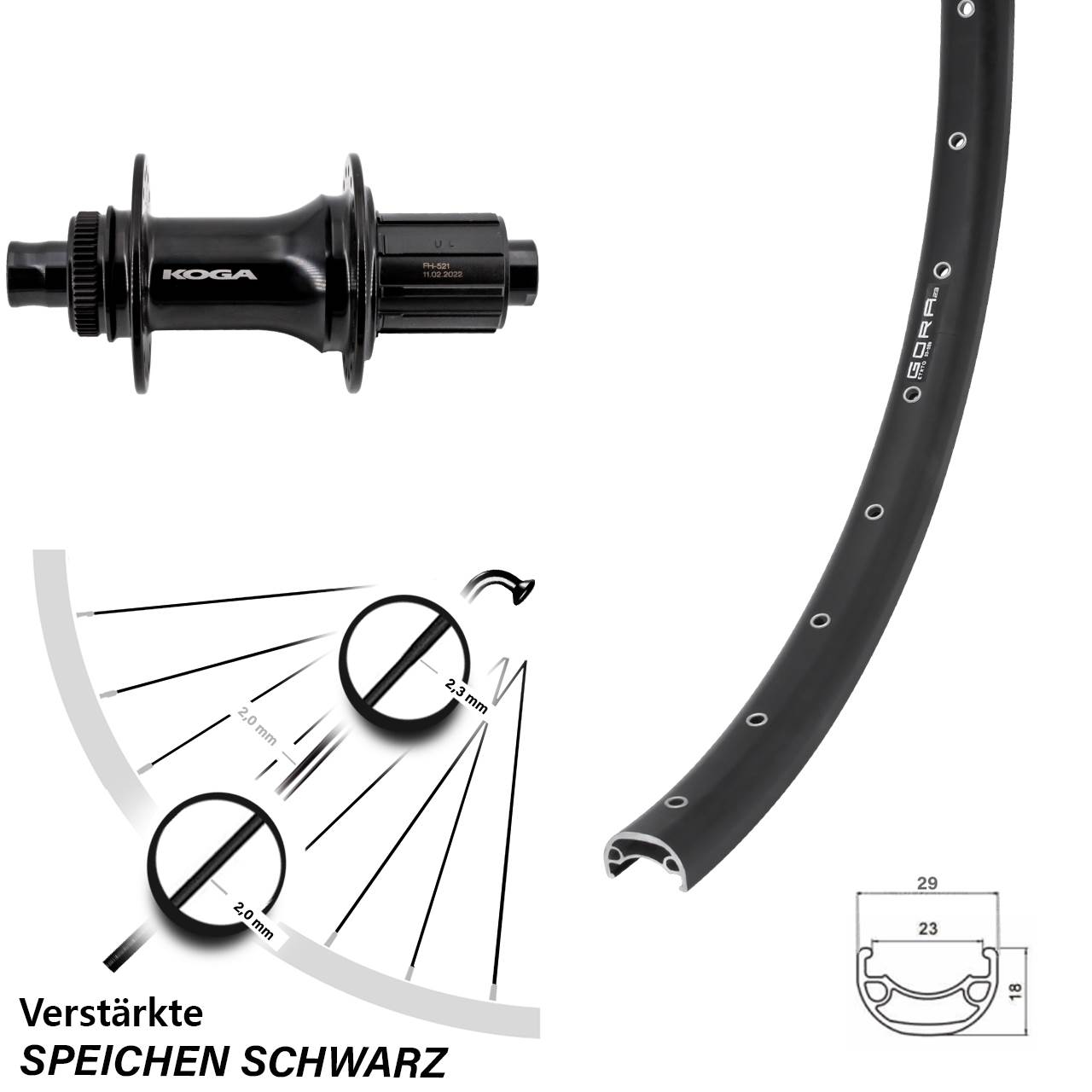 Disc Laufrad 28-29 Zoll Gora 23 Formula ECT-148S 8-11 fach HG 12x148 Boost