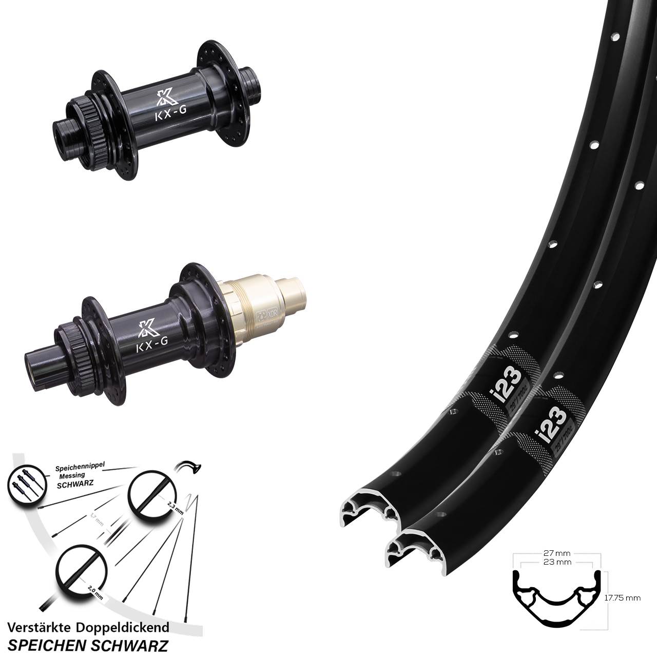 29 Zoll WTB i23 KX-G Disc Laufrad-Satz 15x100 12x142 SRAM XDR