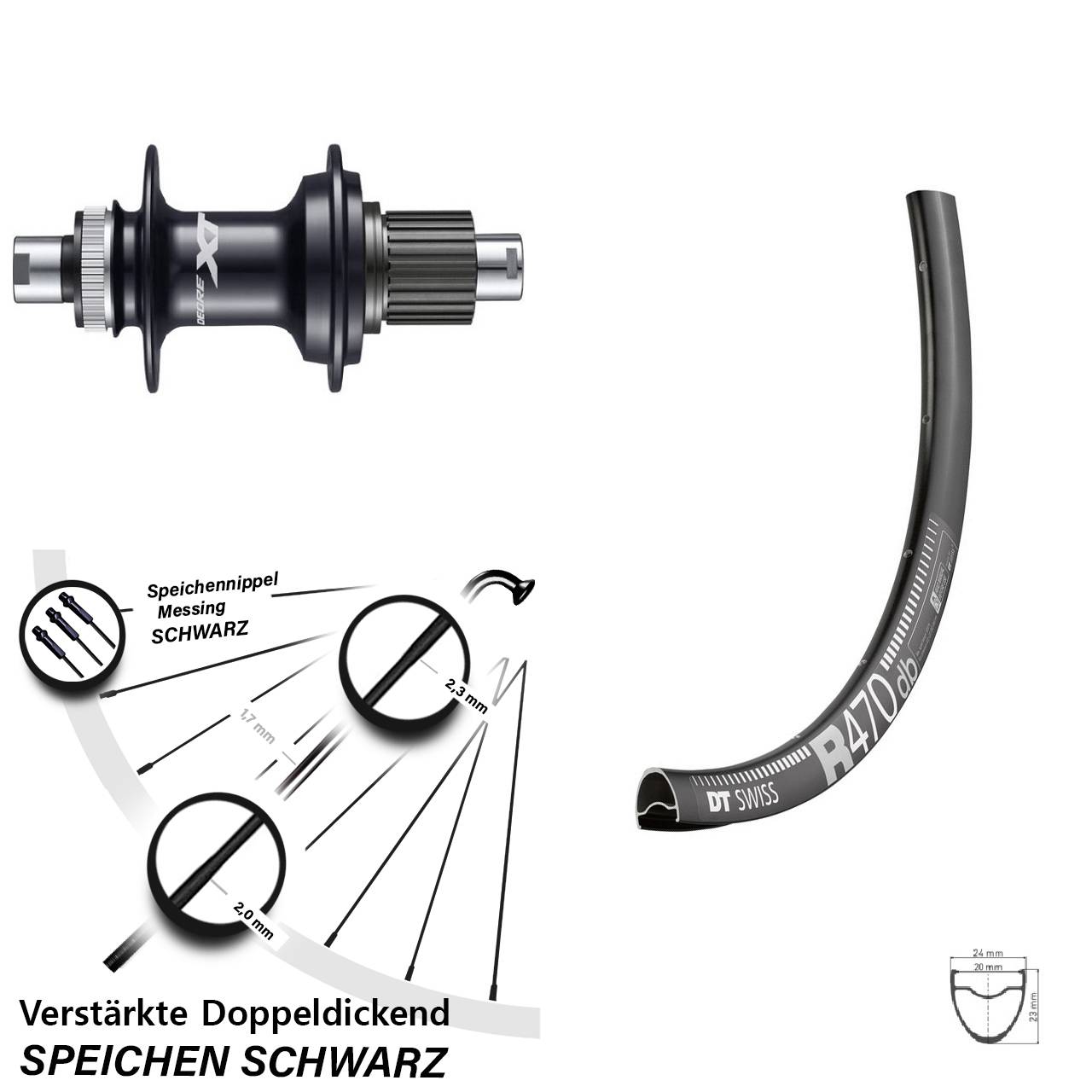 Hinterrad Centerlock 12x142 28 Zoll DT Swiss R470 Shimano Deore XT FH-M8110 Micro Spline