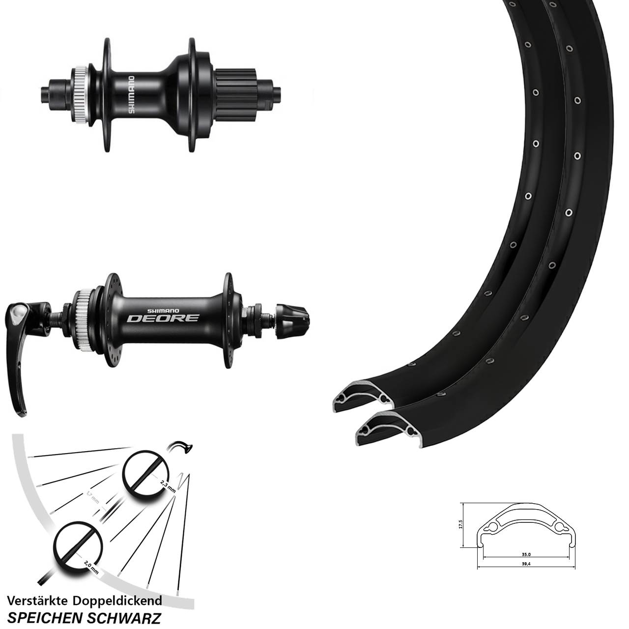 Ryde Disc 35 MT500 Deore 29 Zoll Laufradsatz QR Micro Spline