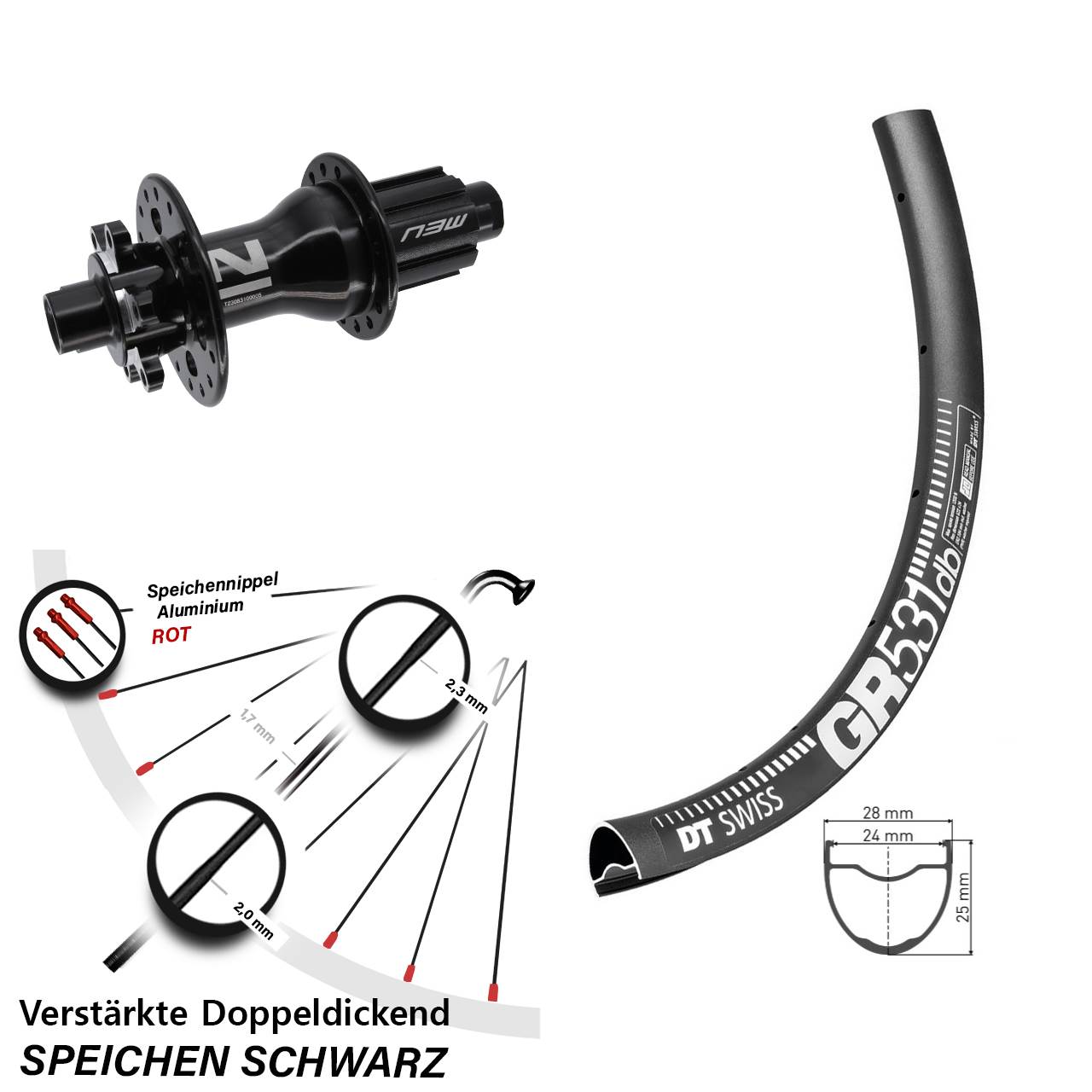 27,5 Zoll DT Swiss GR531 Novatec Superlight Hinterrad 6-Loch 12x142 Campagnolo N3W