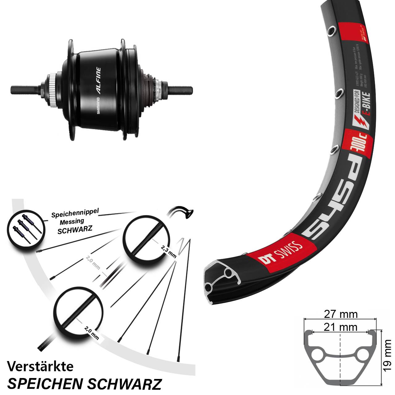 26 Zoll DT Swiss 545 Shimano Alfine 8-Gang Hinterrad
