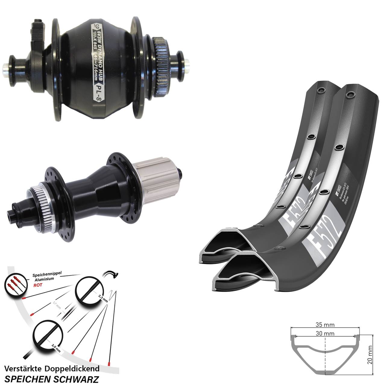 DT Swiss F572 Novatec CL135 SP PL-8 29 Zoll Disc Laufradsatz QR 8-12 fach HG