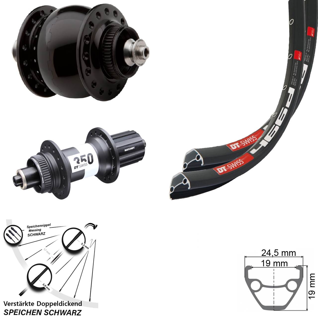 Centerlock Laufradsatz 29 Zoll DT Swiss 466d 350 Ratchet 36 SONdelux 8-11 fach QR