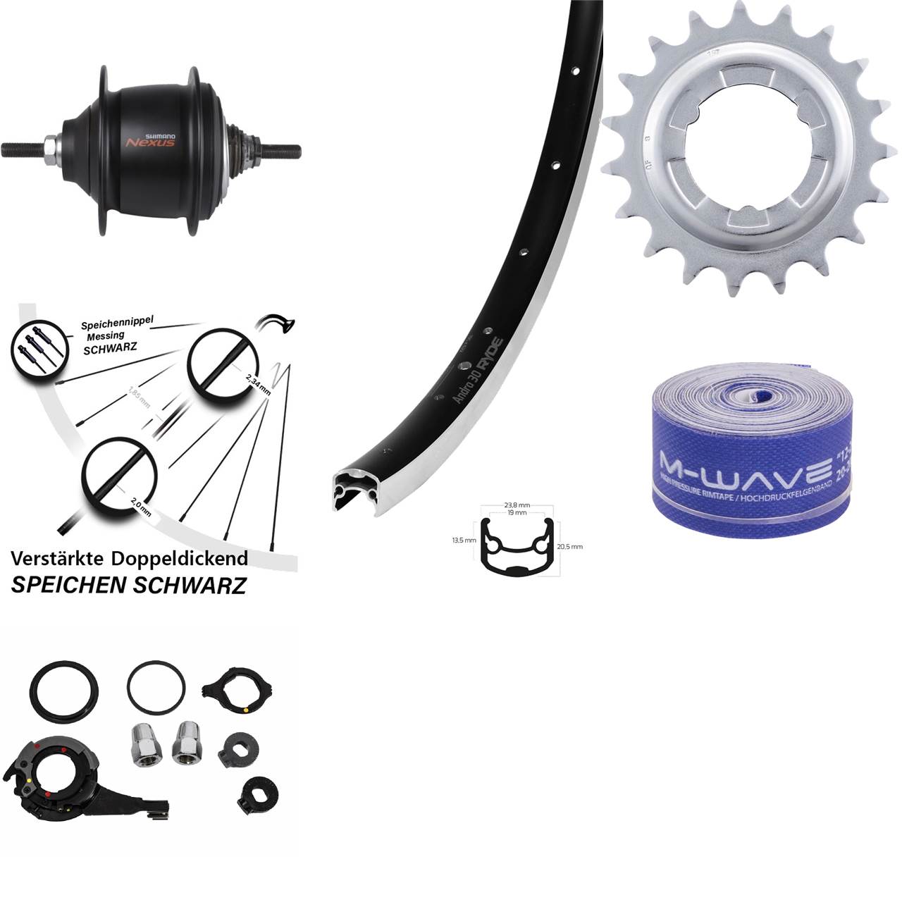 Hinterrad 28 Zoll Ryde Andra 30 Shimano Nexus 8 Gang Premium