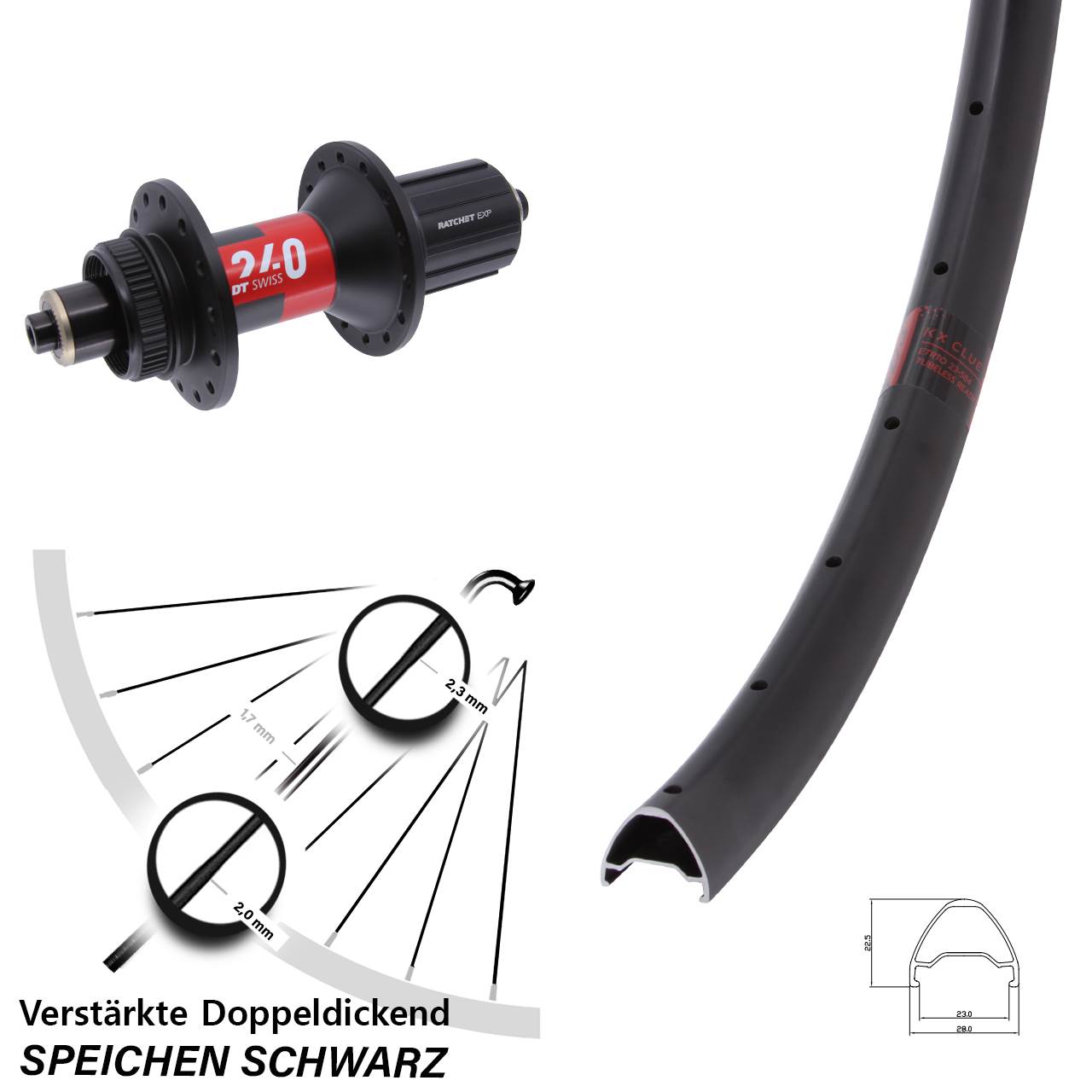 29 Zoll KX Clue DT Swiss 240 EXP Disc Laufrad für Schnellspanner 11-12 fach HG