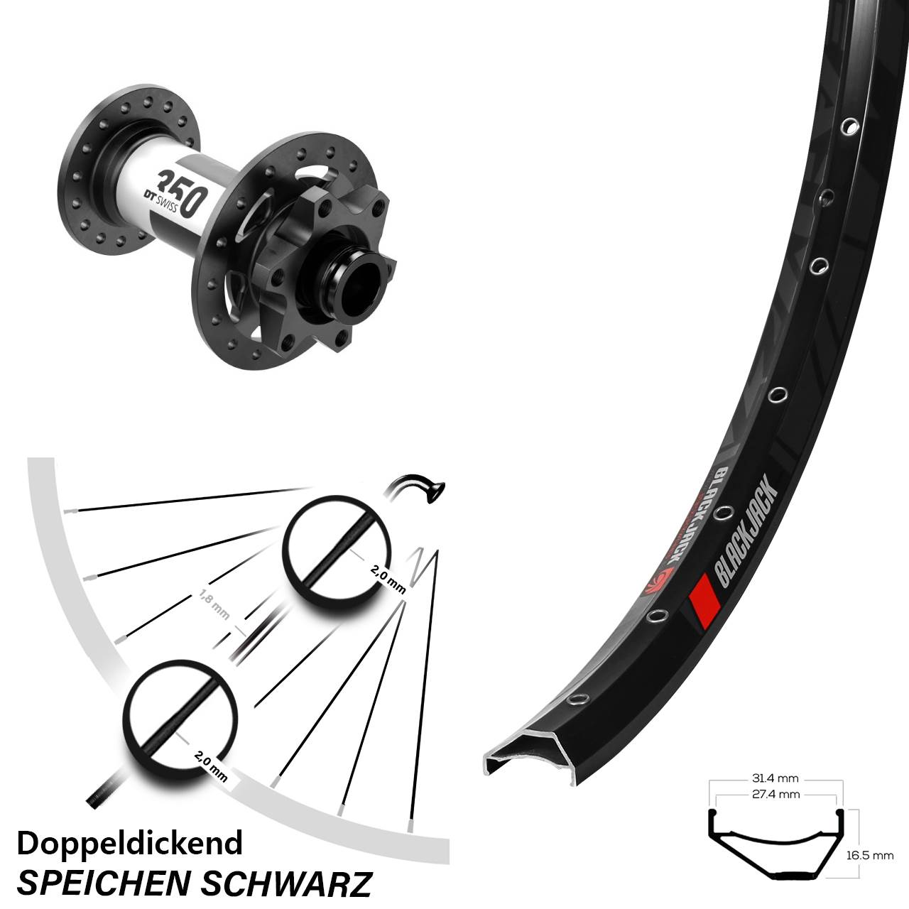 Disc Laufrad 27,5 Zoll Rodi Ready 27 DT Swiss 350 15x110 Boost