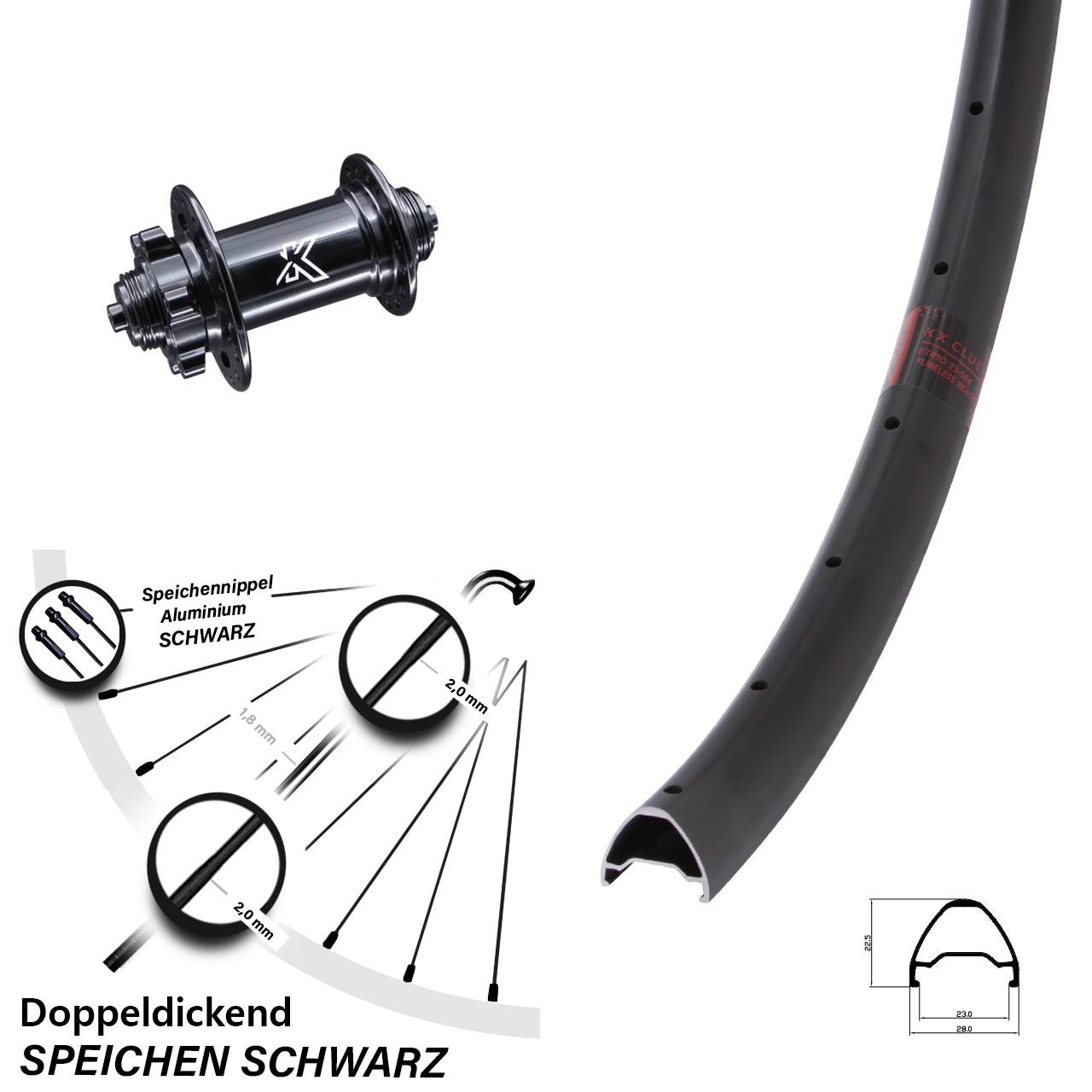 KX-M Clue 28 Zoll Disc Laufrad für Schnellspanner