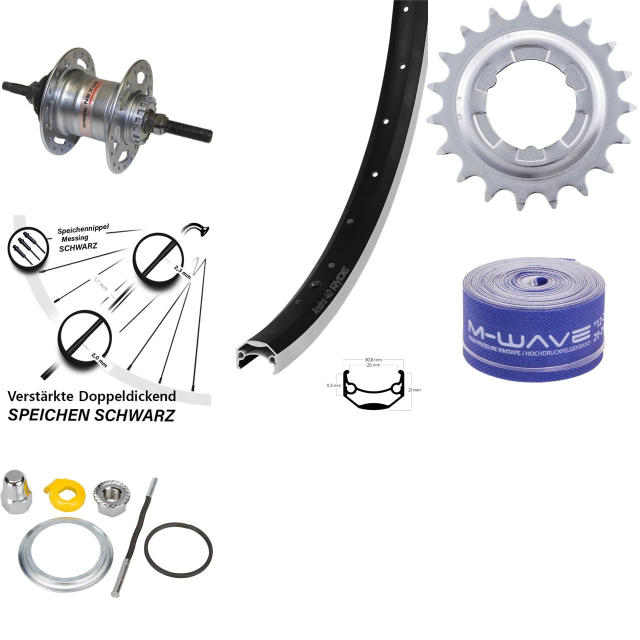 Ryde Andra 40 Hinterrad 20 Zoll Shimano 3 Gang Freilauf