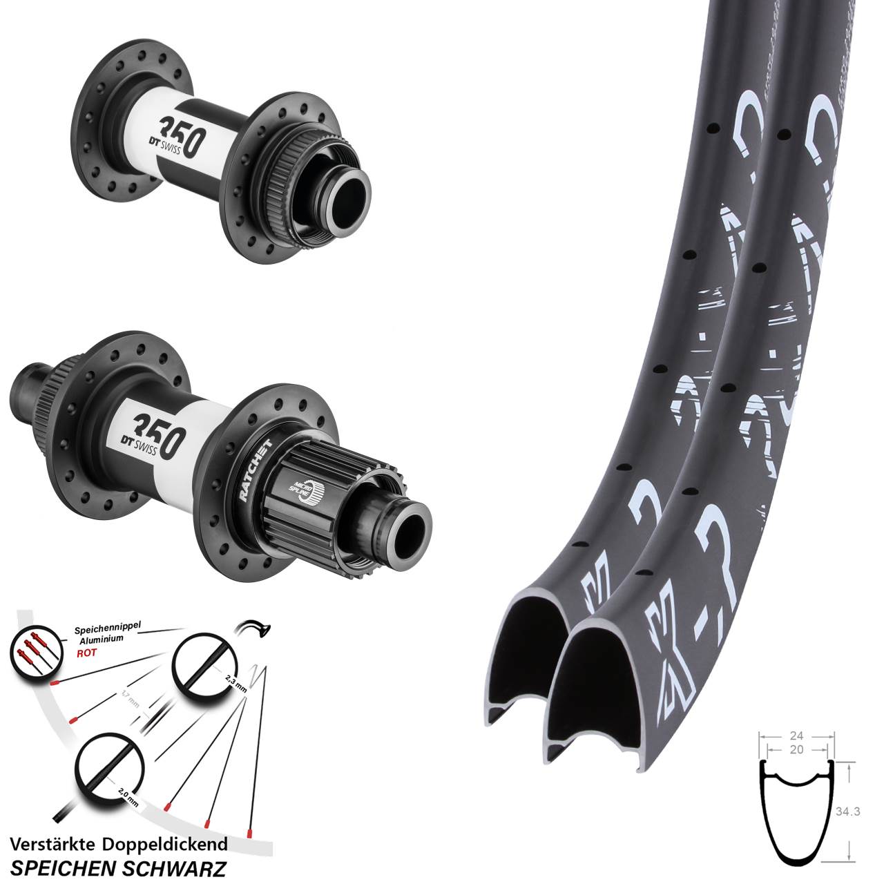 Centerlock Laufradsatz 15x100 12x142 28 Zoll KX-R Road DT Swiss 350 Shimano Micro Spline