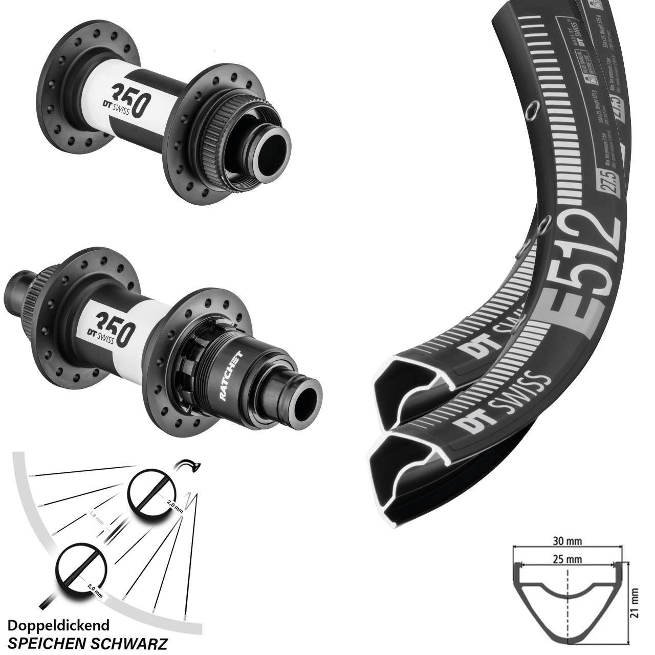 E512 DT Swiss 350 Centerlock 29 Zoll Laufradsatz 15x110 12x148 Boost Sram XD 11-12 fach