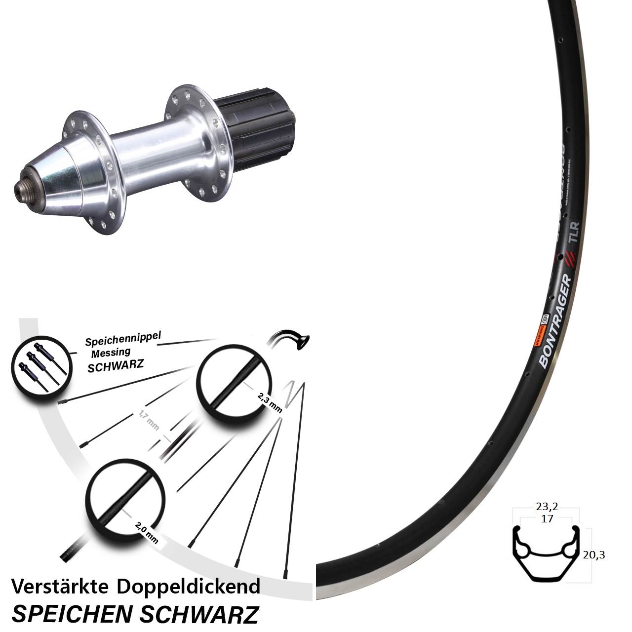 Hinterrad 28 Zoll Bontrager TLR Formula 8-11 fach HG für Schnellspanner