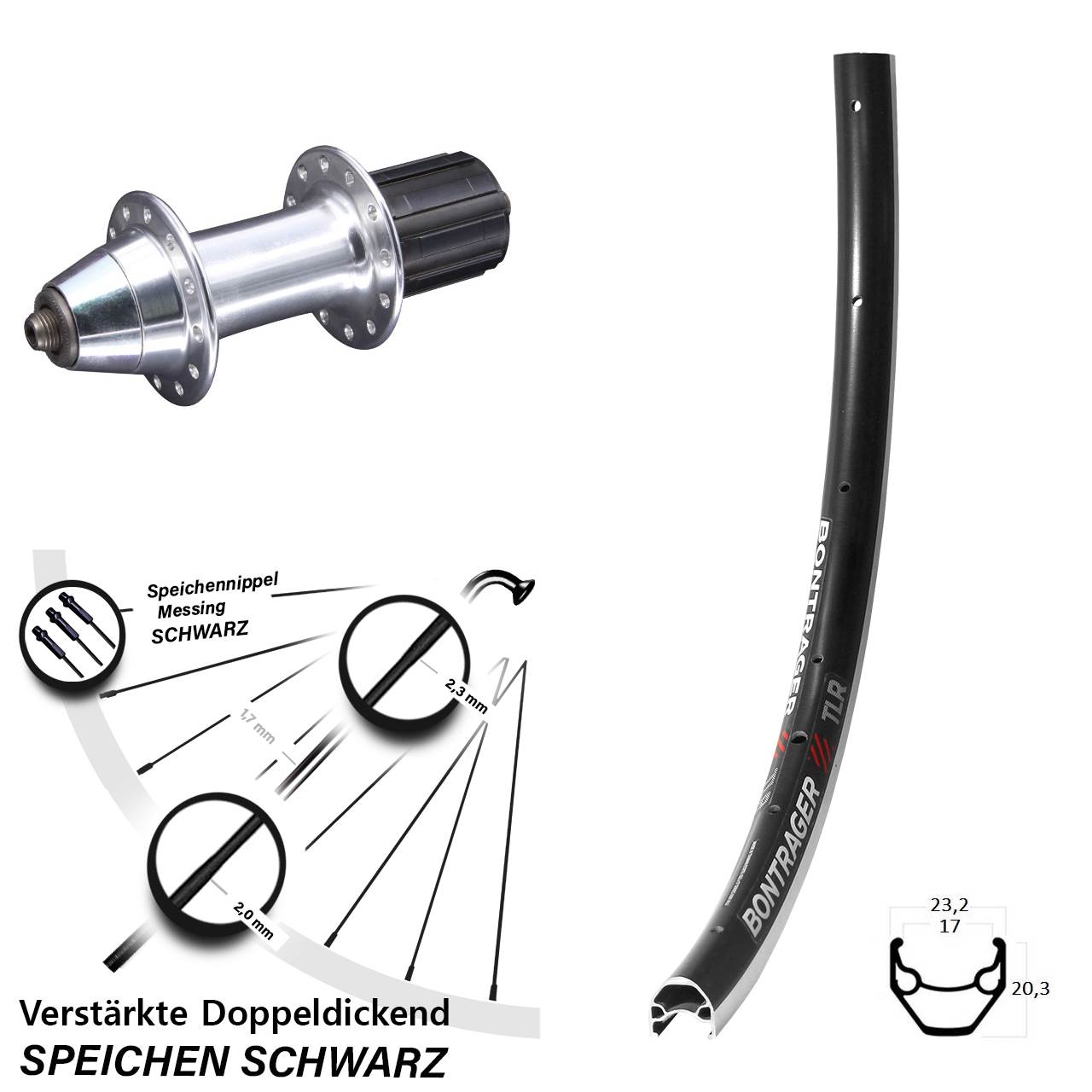 Hinterrad 28 Zoll Bontrager TLR Formula 8-11 fach HG für Schnellspanner