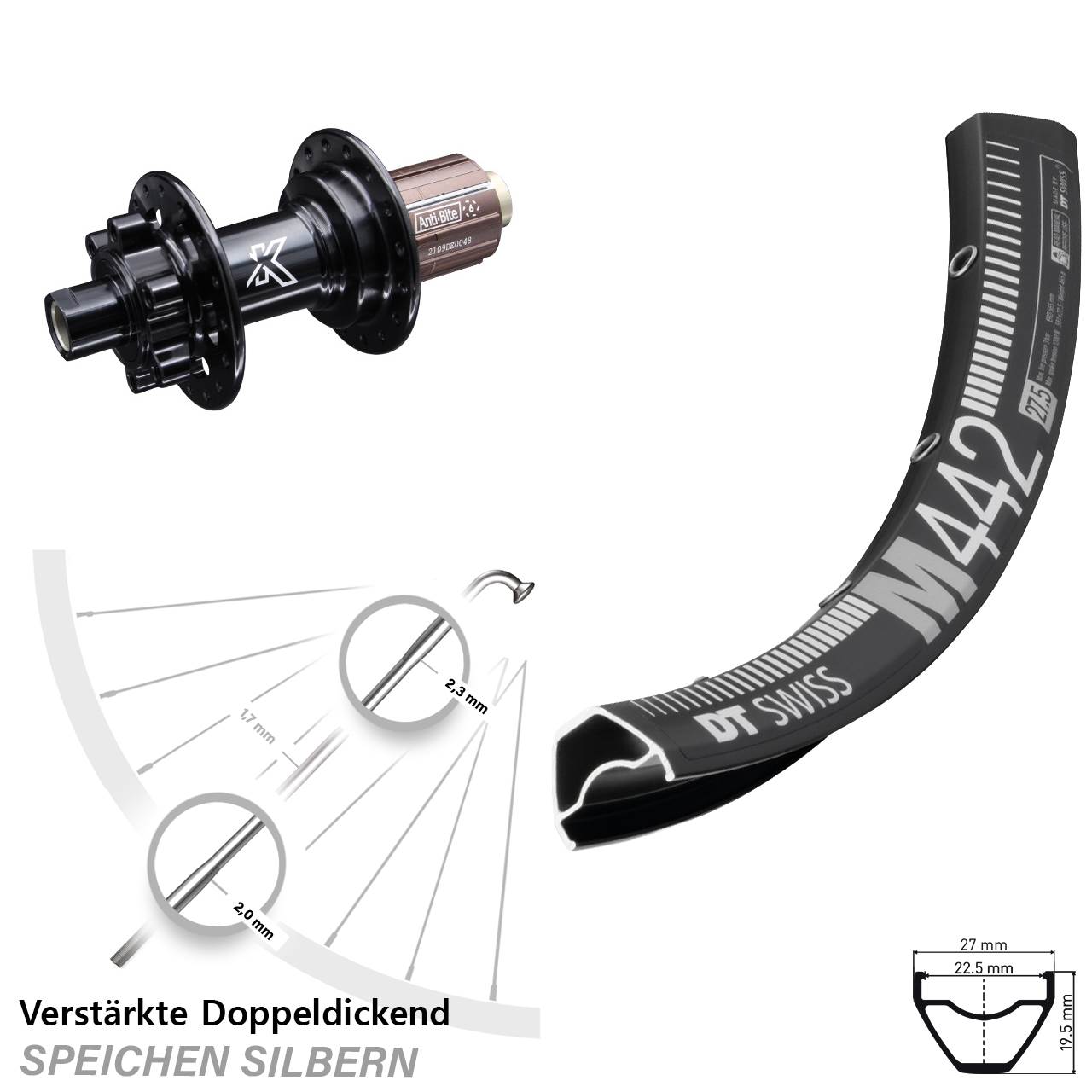 Disc Hinterrad 28-29 Zoll DT Swiss M442 KX-M 8-12 fach HG 12x142