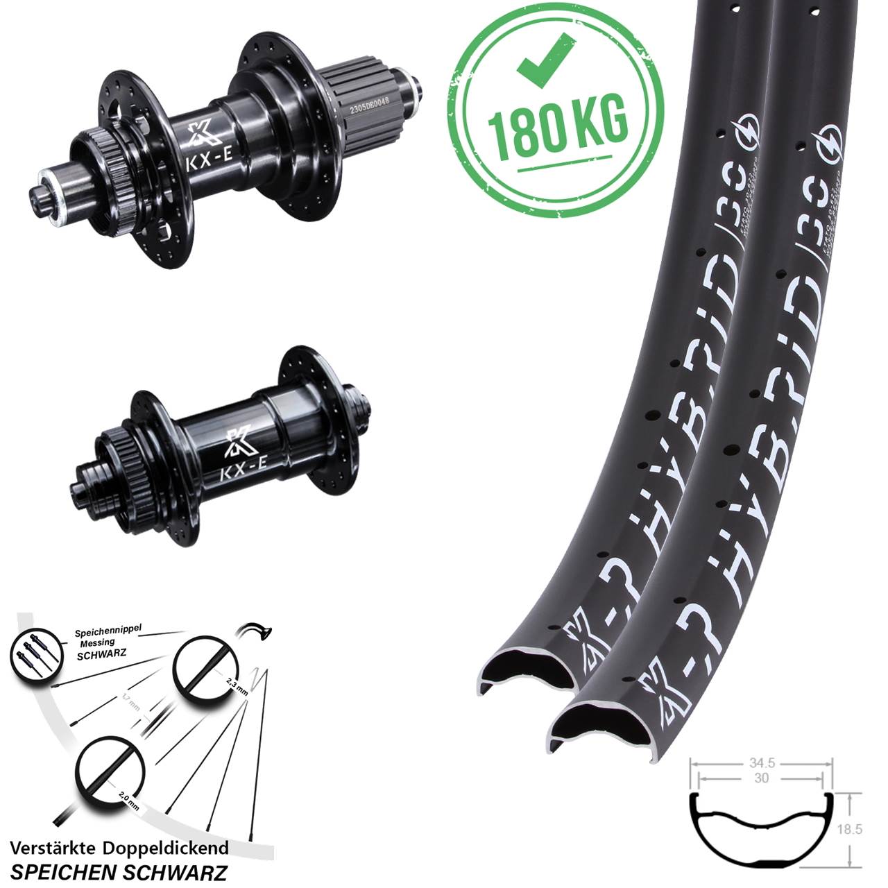 Laufrad-Satz QR 29 Zoll KXR-E Hybrid 30 Shimano Micro Spline