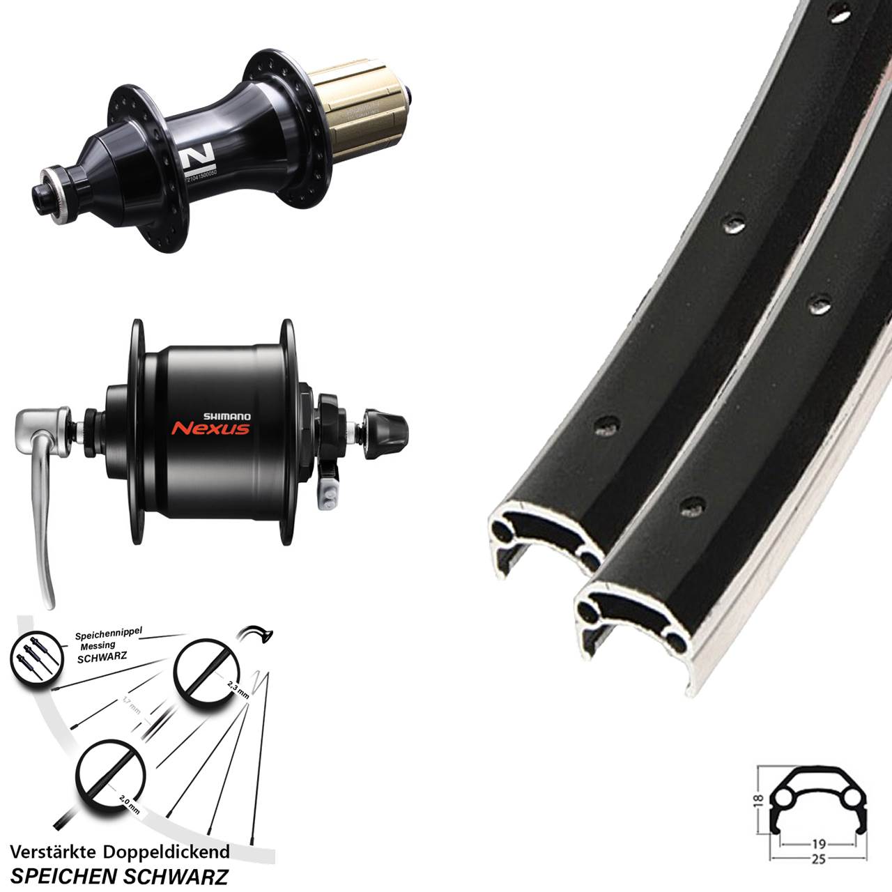 Schürmann YAK 19 Novatec F162 Shimano DH-C3000 20 Zoll Laufrad-Satz QR 8-12 fach HG