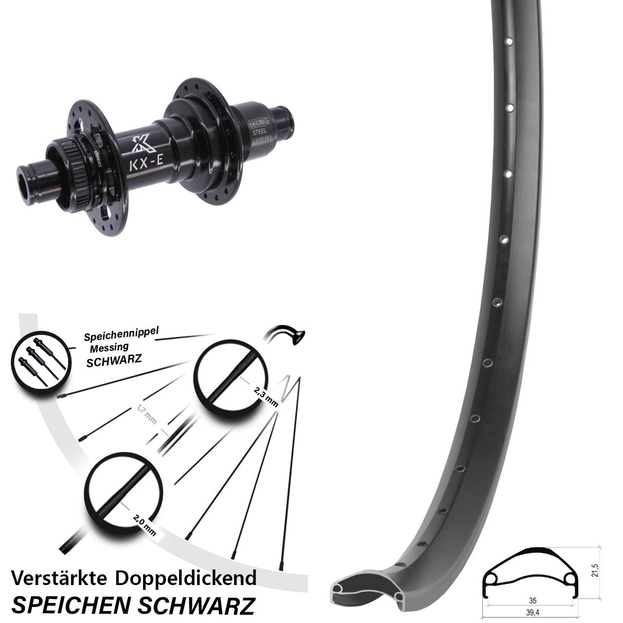 27,5 Zoll Ambrosio E35 KX-E Disc Laufrad 12x148 XD