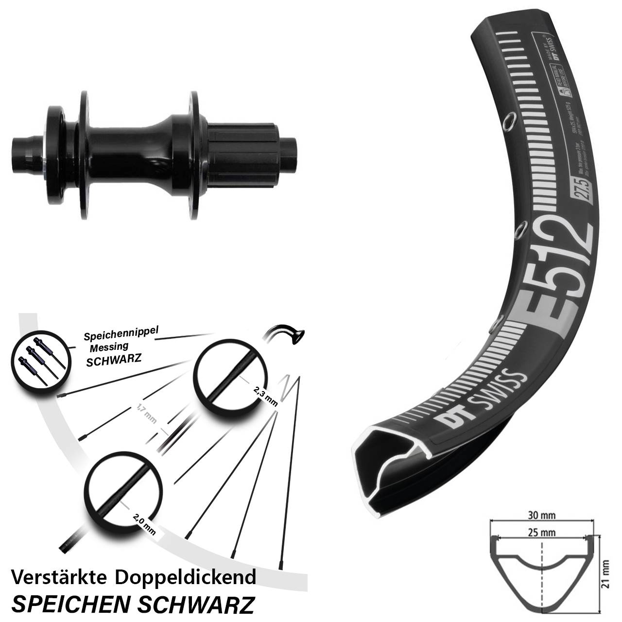Boost Hinterrad 6-Loch 12x148 29 Zoll DT Swiss E512 Fastace 8-12 fach HG
