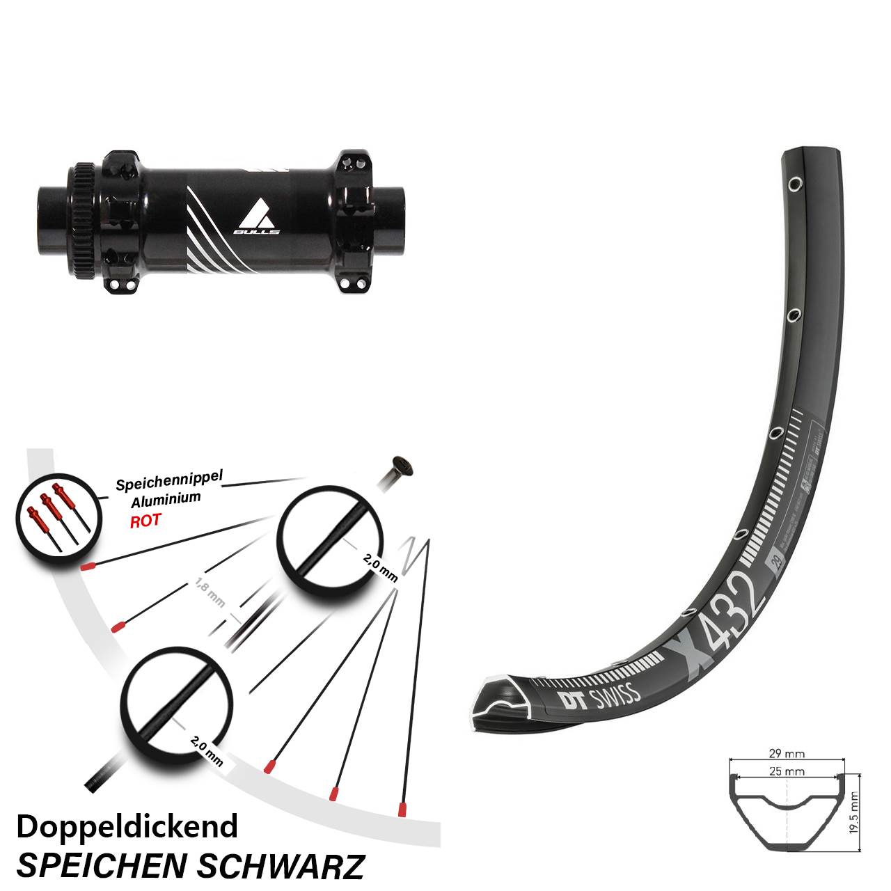 29 Zoll Vorderrad DT Swiss X 432 Formula Boost TC-711