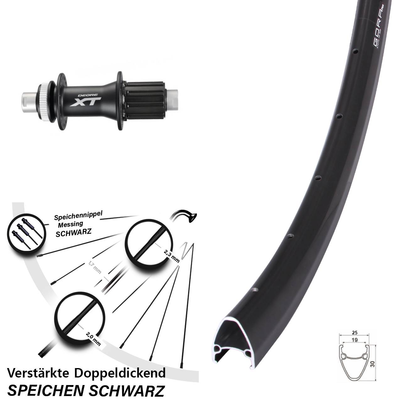 Hinterrad Centerlock 28 Zoll Gora Plus Shimano XT FH-M788 8-11 fach HG 12x142