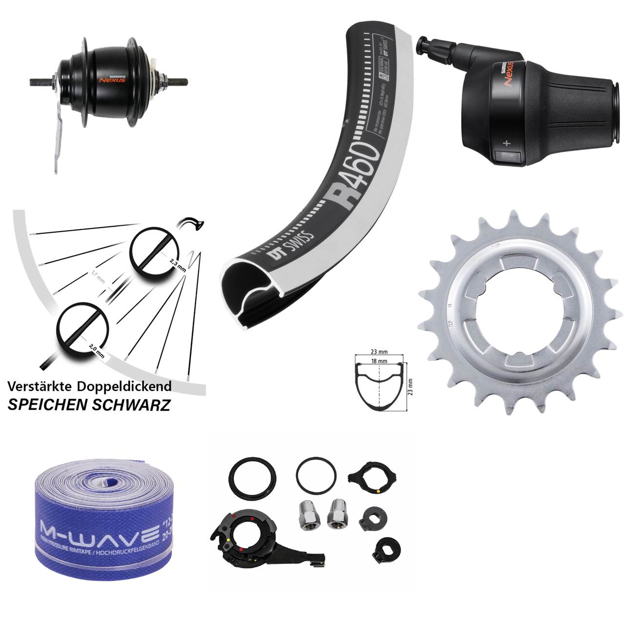 Hinterrad 28 Zoll Shimano Nexus 8 Gang DT Swiss R460 Rücktrittbremse