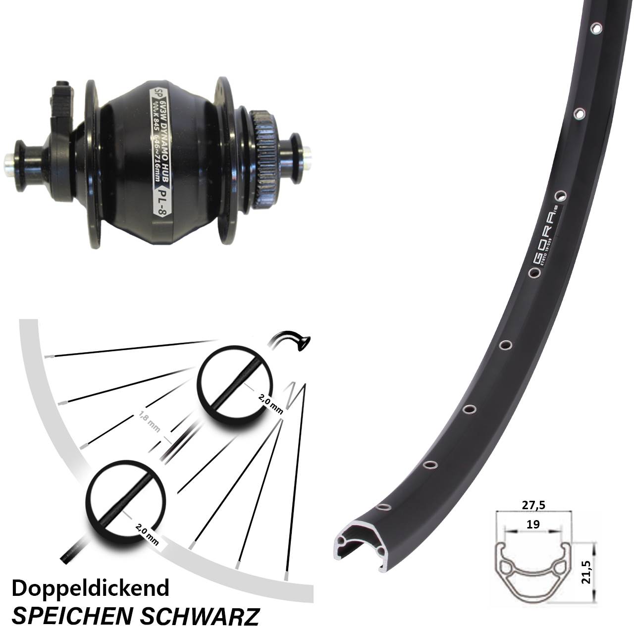 Vorderrad 28 Zoll Gora 19 Disc Shutter Precision PL-8 QR Centerlock