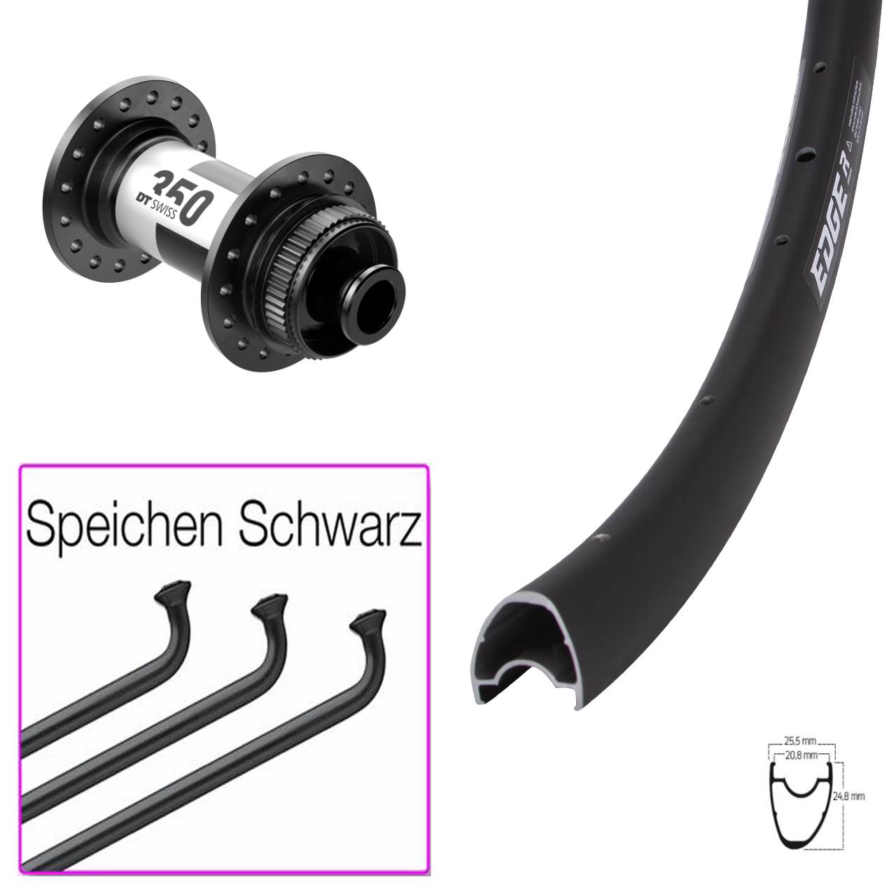 Ryde Edge R25 Offset DT Swiss 350 Road 28 Zoll Centerlock Vorderrad 12x100