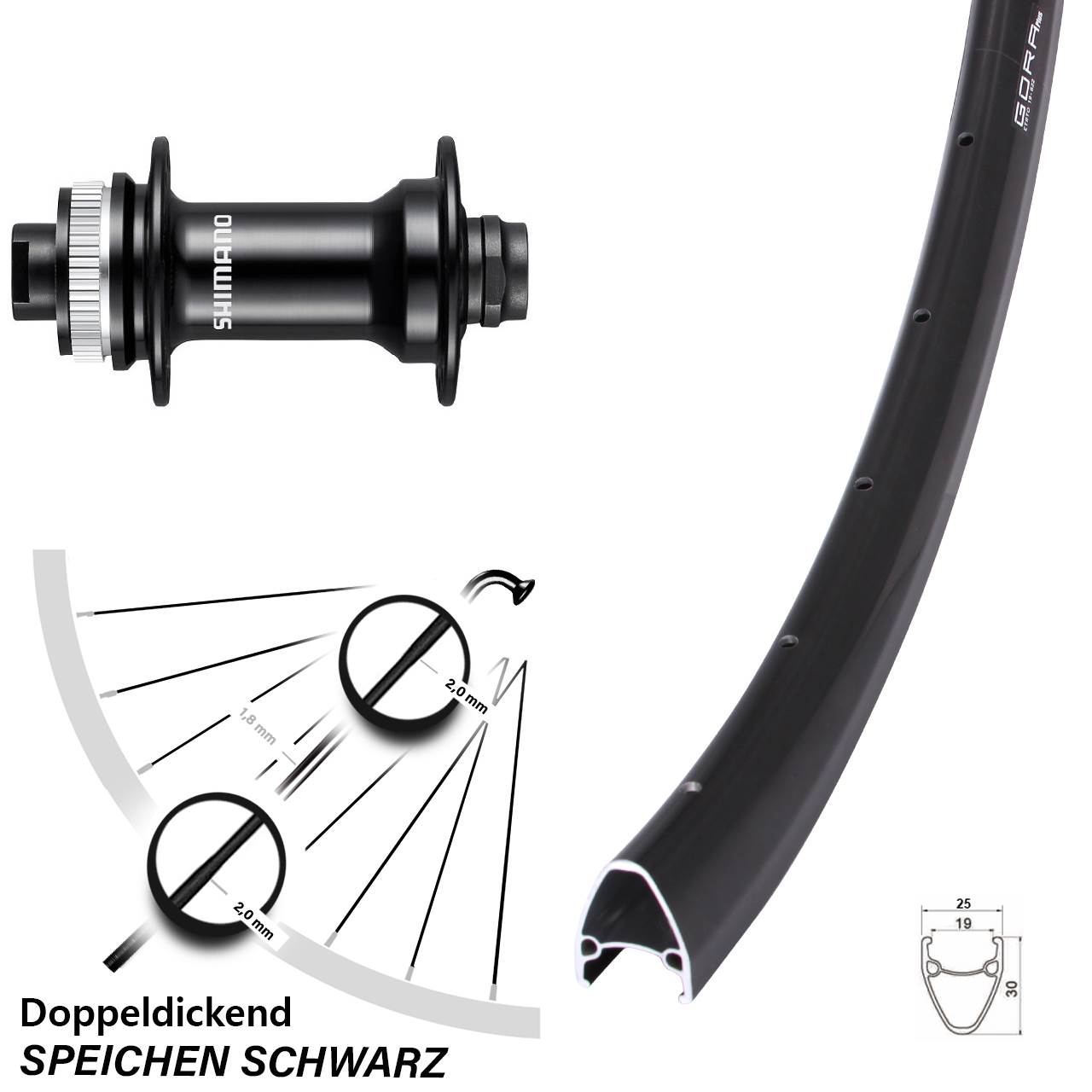 Gora Plus Shimano HB-RS470 28 Zoll Centerlock Vorderrad 12x100