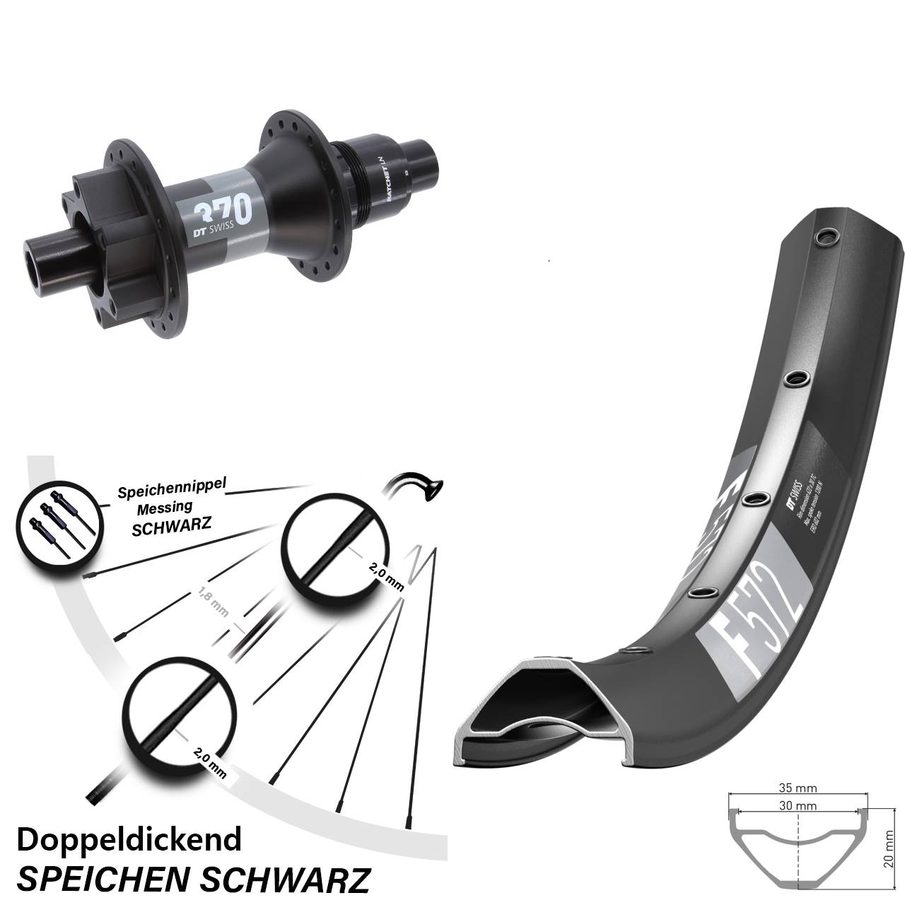 Hinterrad 27,5 Zoll DT Swiss F572 370 6-Loch XD 12x148