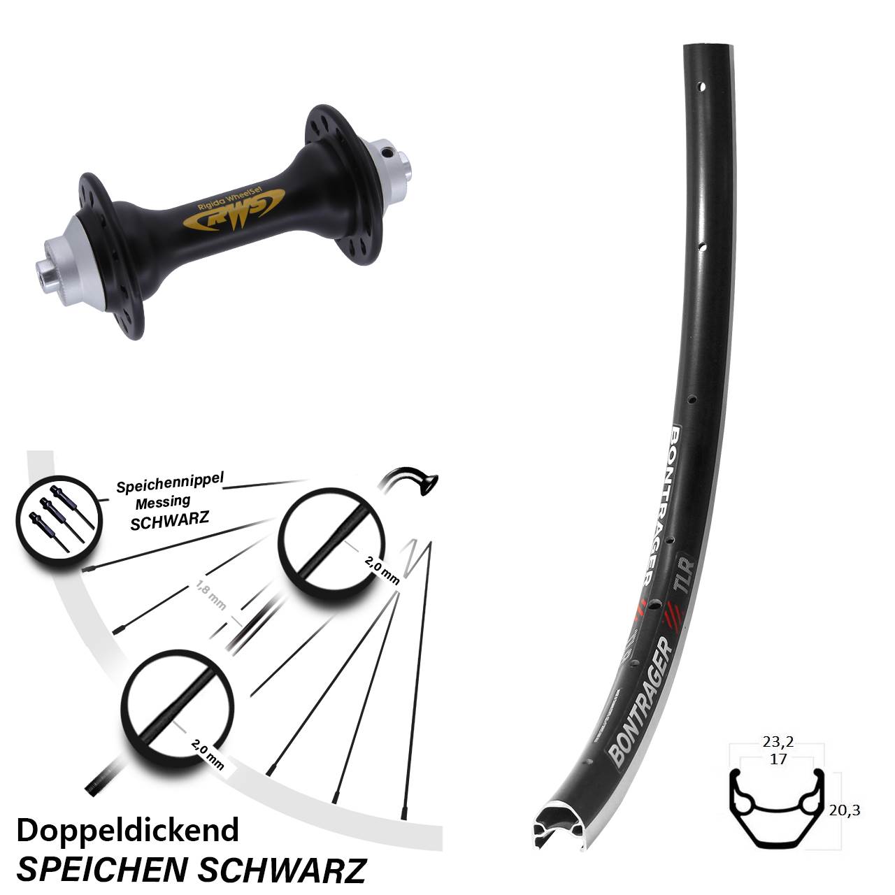 28 Zoll Vorderrad Bontrager TLR Rigida RWS QR