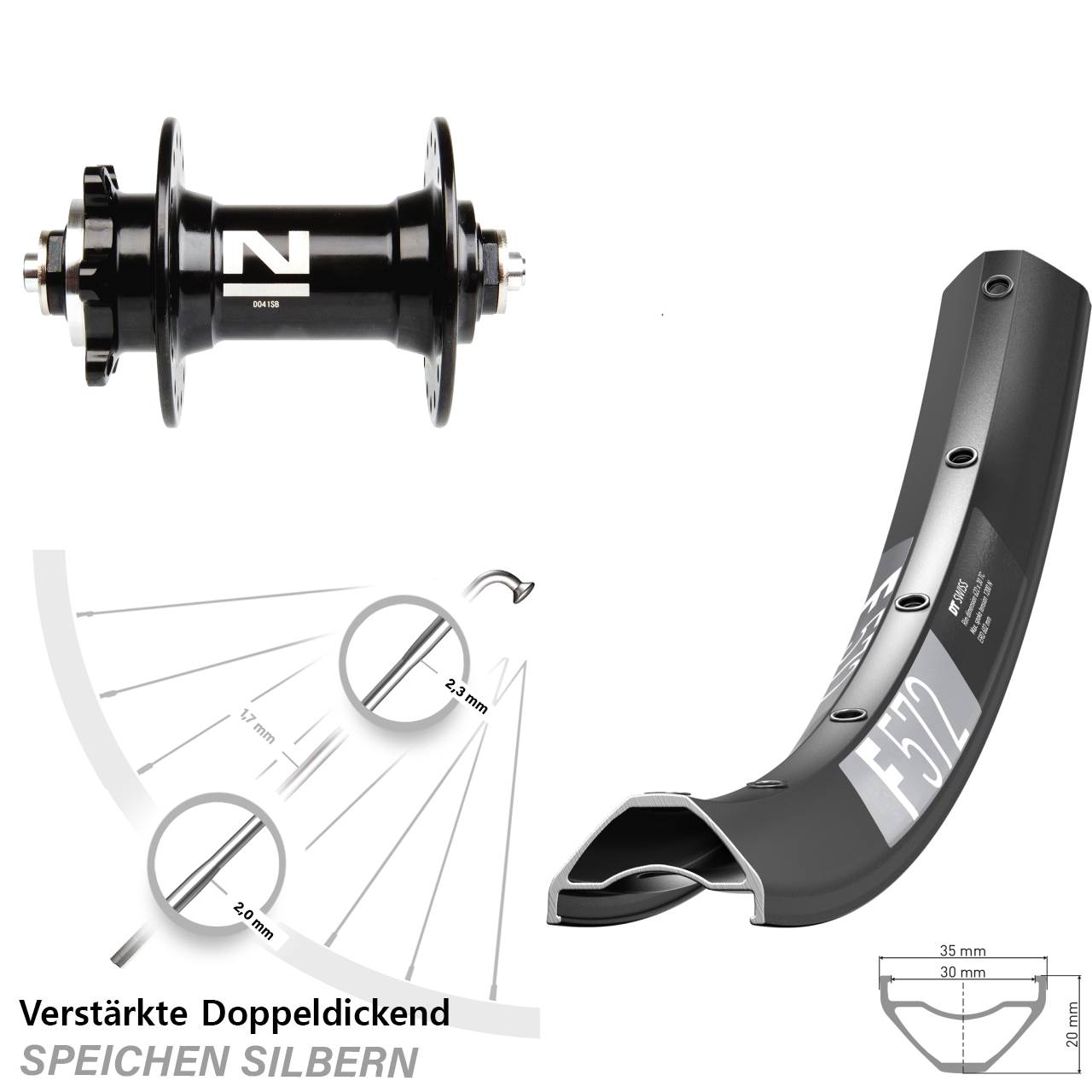29 Zoll DT Swiss F572 Novatec D-041 Vorderrad 6-Loch QR
