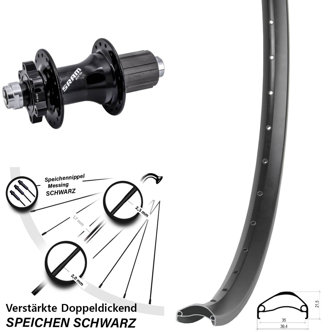 Ambrosio E35 Sram 746 27,5 Zoll Hinterrad 6-Loch 12x148 8-11 fach HG