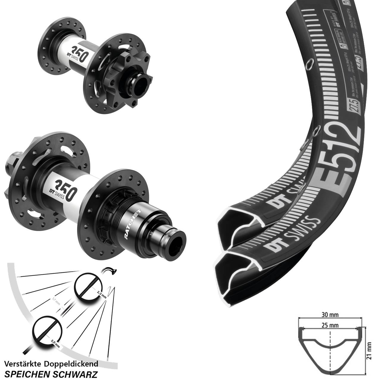 6-Loch Laufradsatz 15x100 12x142 29 Zoll DT Swiss E512-350 XD