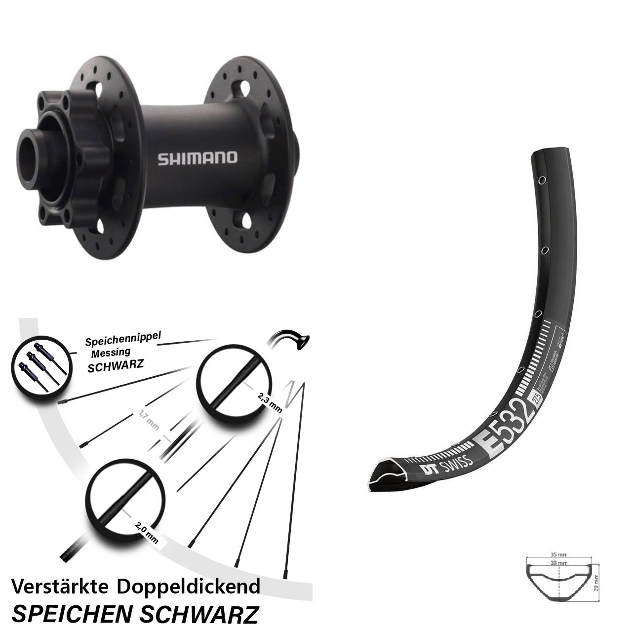 Disc Vorderrad 27,5 Zoll DT Swiss E532 Shimano Deore XT 15x100