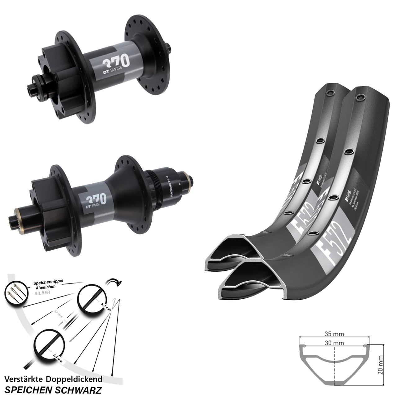 Disc Laufradsatz für Schnellspanner 650B DT Swiss F 572 DT Swiss 370 XD 11-12 fach