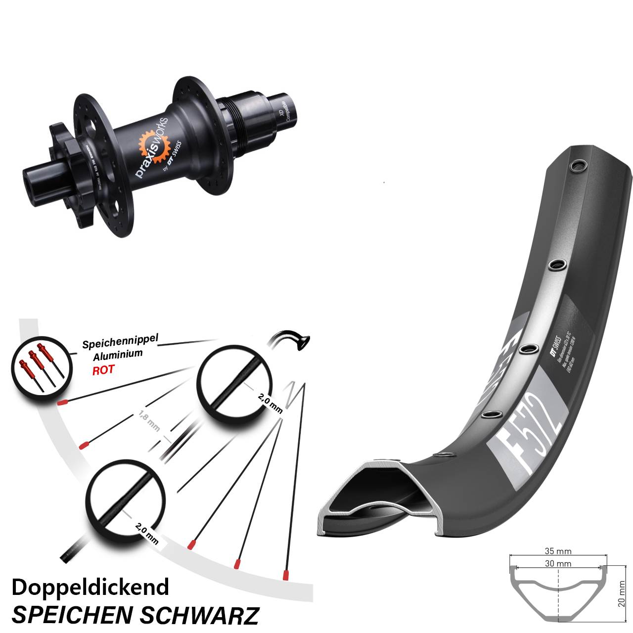 DT Swiss F 572-350 27,5 Zoll Disc Hinterrad 12x142 SRAM XD