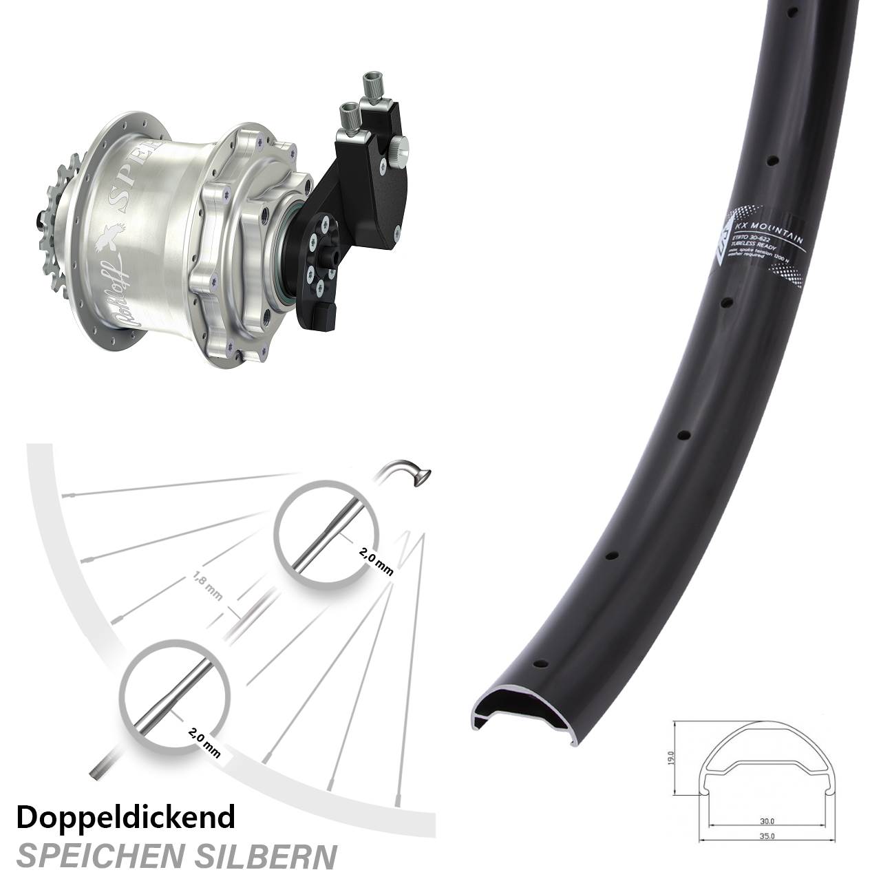 Disc Hinterrrad 29 Zoll KX Mountain Rohloff 500/14 CC DB OEM Tandem