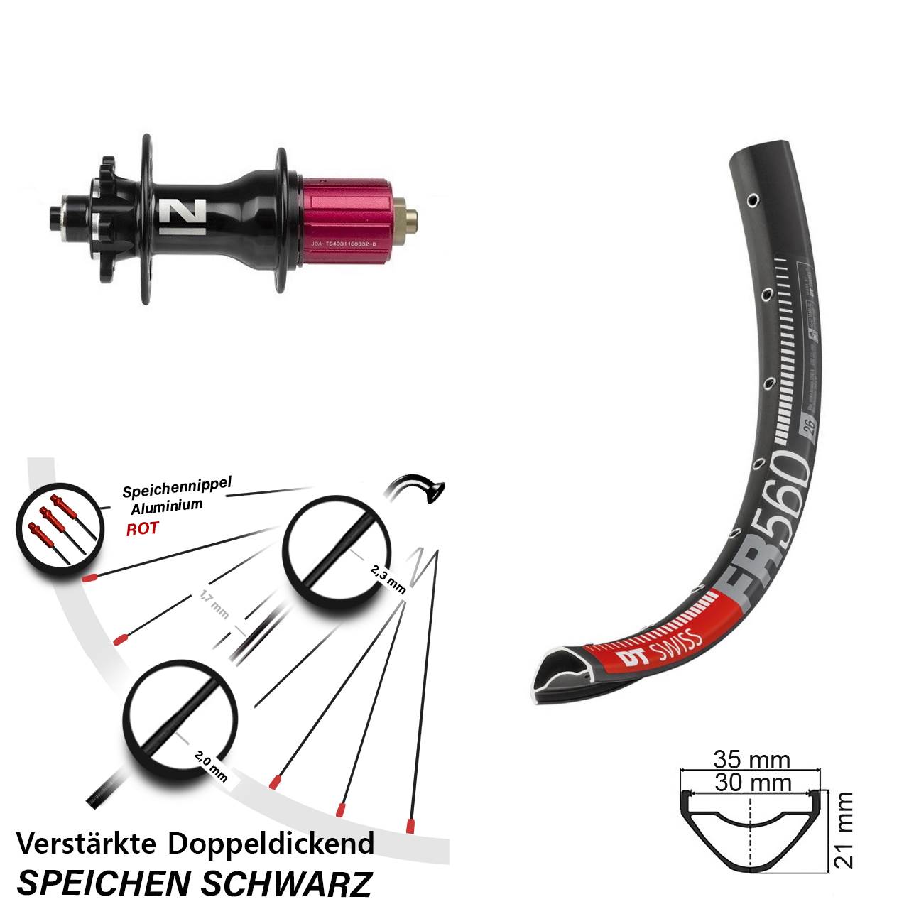 Disc Hinterrad 26 Zoll DT Swiss FR560 Novatec Superlight 8-12 fach HG QR