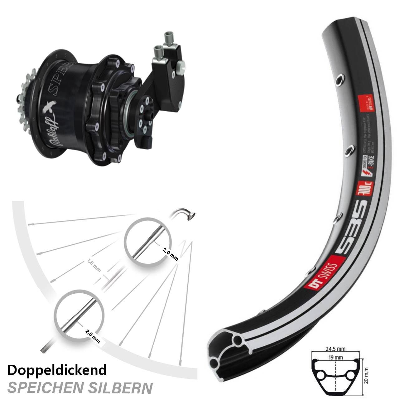 DT Swiss 535 Hinterrad mit Rohloff Speedhub CC DB OEM 28 Zoll