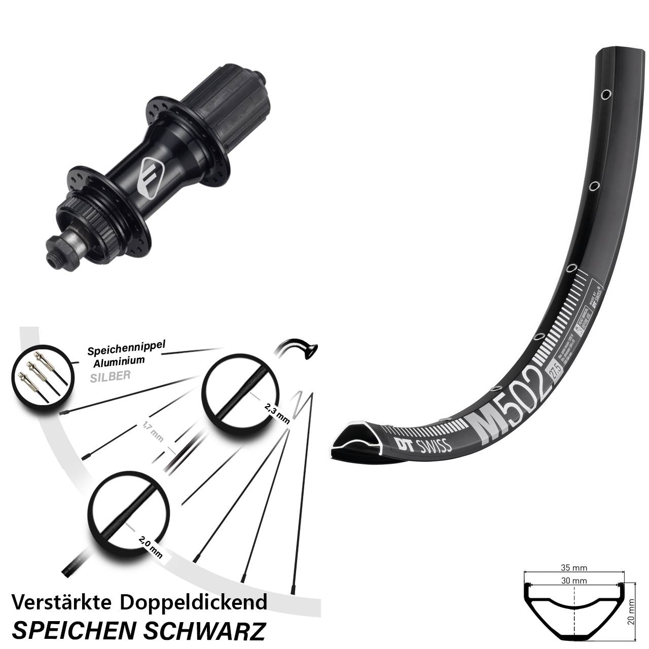 DT Swiss M 502 Formula CL52 29 Zoll Centerlock Hinterrad QR 8-11 fach HG