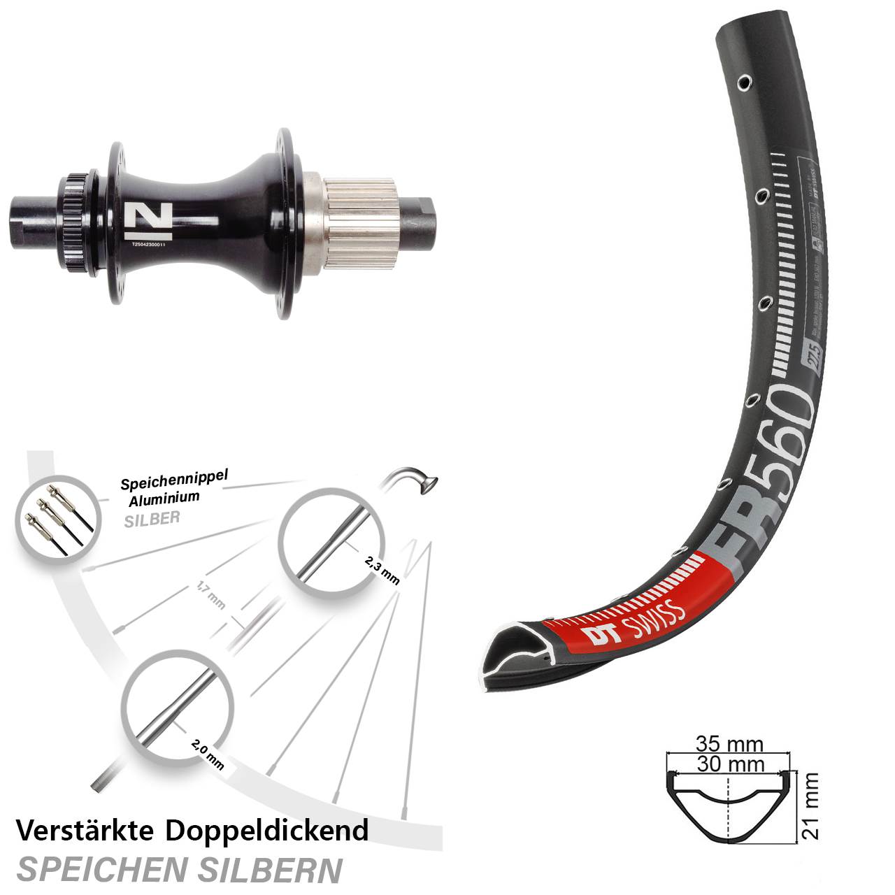 26 Zoll DT Swiss FR 560 Novatec D462SB Hinterrad Centerlock 12x148 Micro Spline