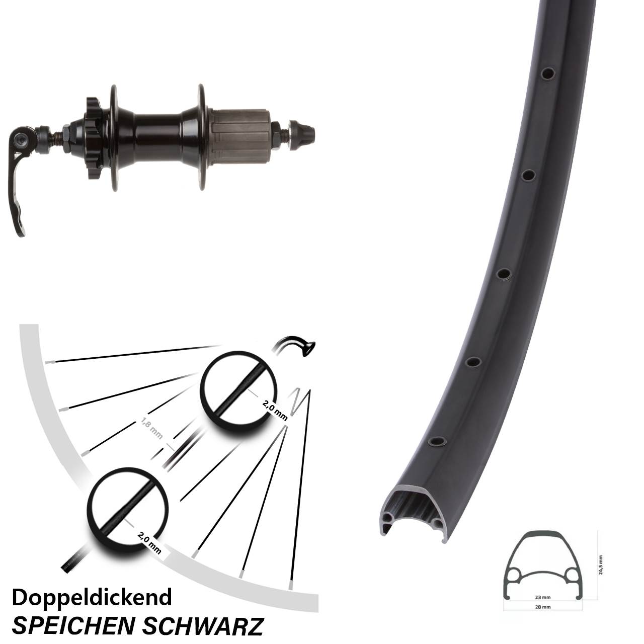 28-29 Zoll Ambrosio Sport Novatec Disc Hinterrad für Schnellspanner 8-11 fach HG