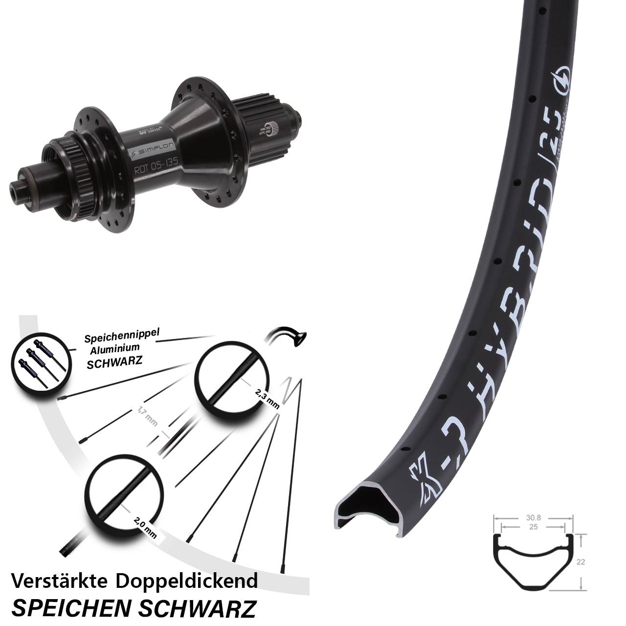 Disc Laufrad 650B KX-R Hybrid 25 DT Swiss 370 Micro Spline QR