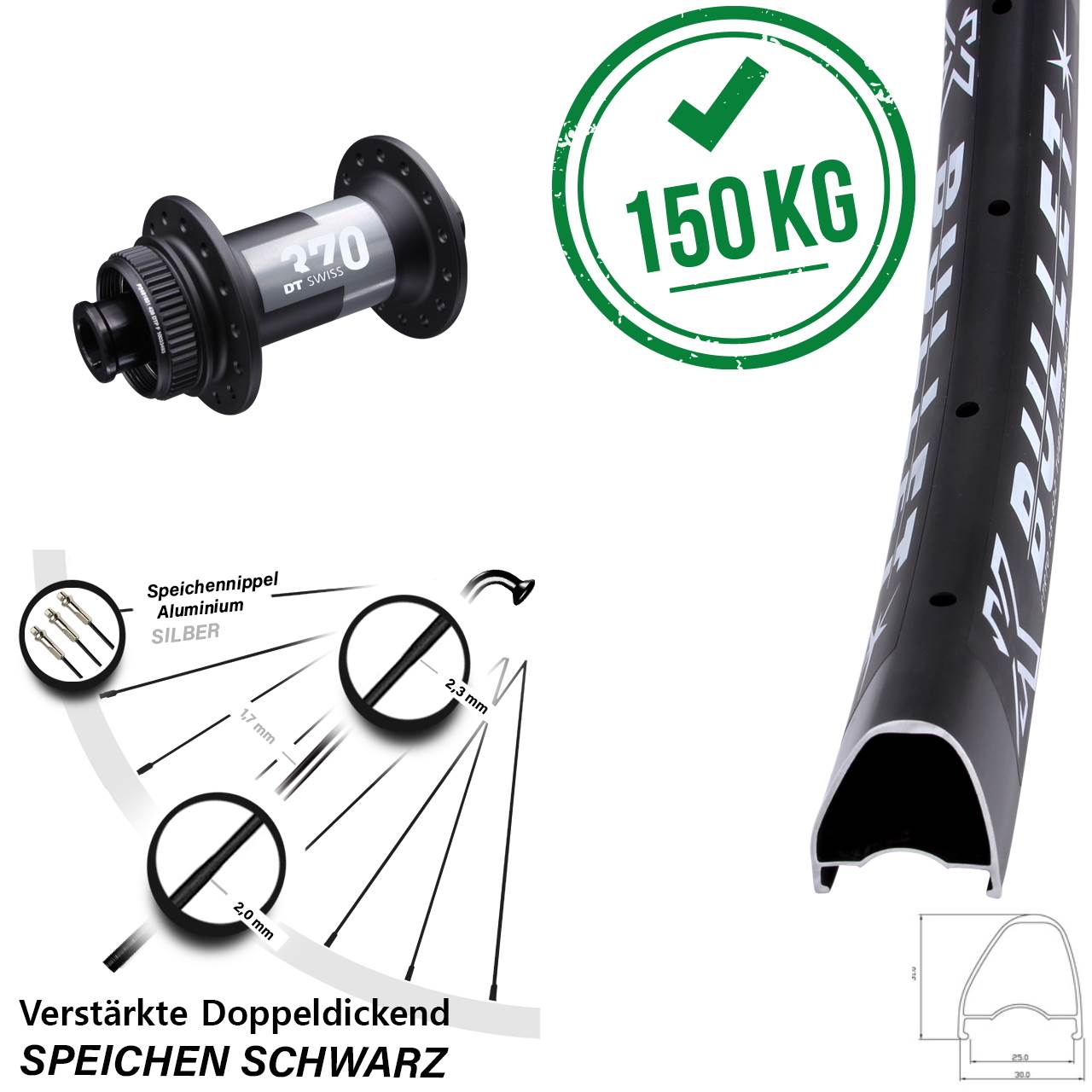 Disc Laufrad 28-29 Zoll KX Bullet OS DT Swiss 370 12x100