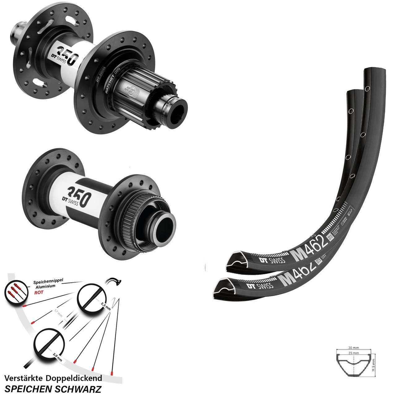 Centerlock Laufradsatz 15x110 12x148 27,5 Zoll DT Swiss M462 350 DEG72 Micro Spline
