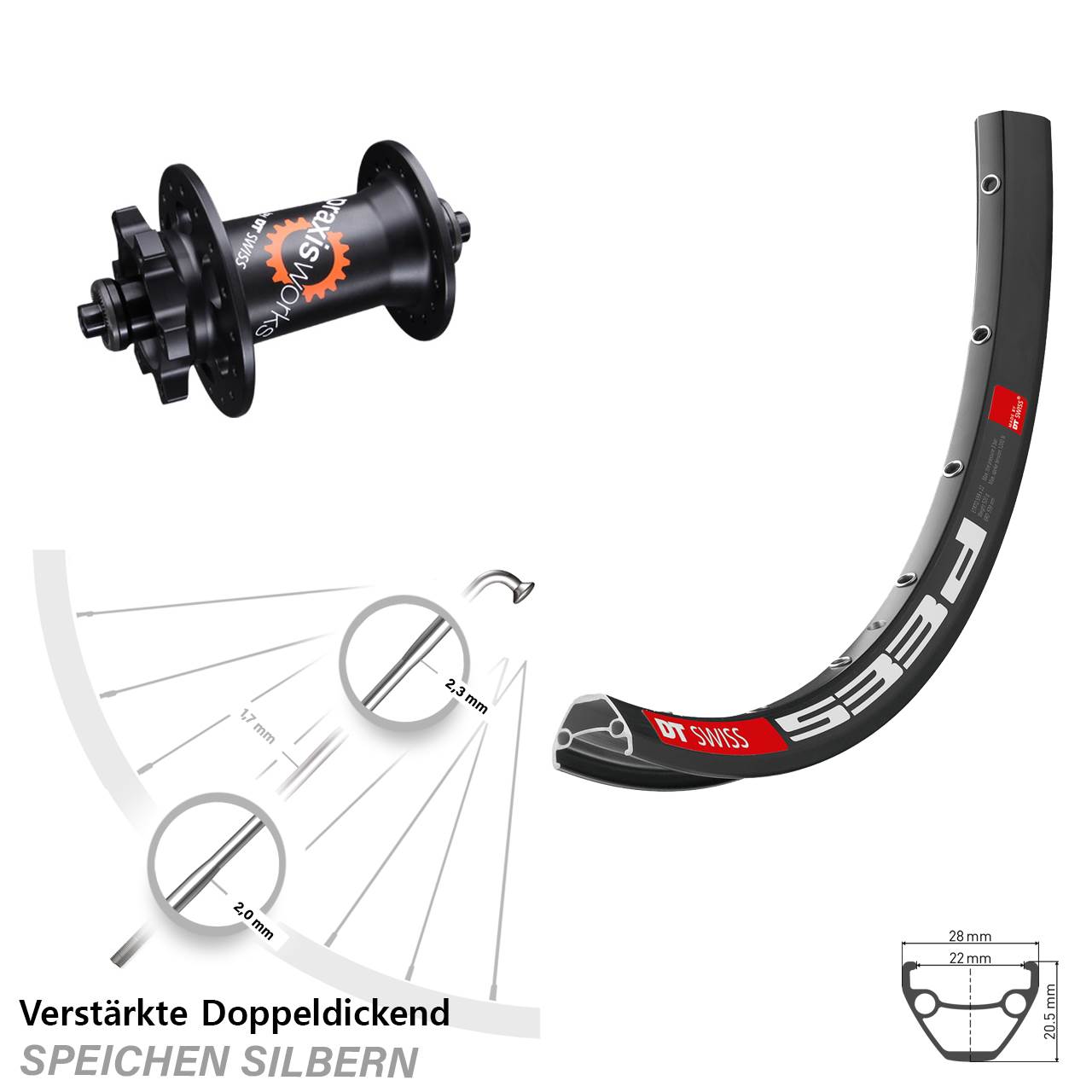 Vorderrad 6-Loch 29 Zoll 533 D DT Swiss 350 QR