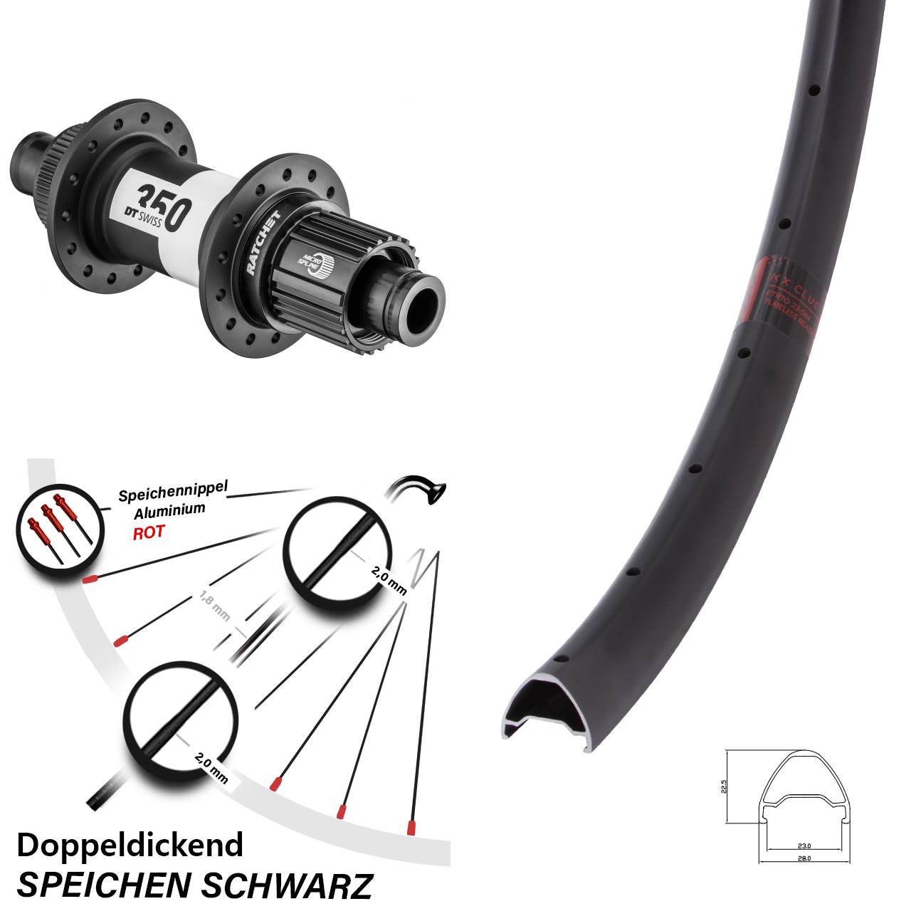 Disc Laufrad 28 Zoll KX Clue DT Swiss 350 Micro Spline 12x142