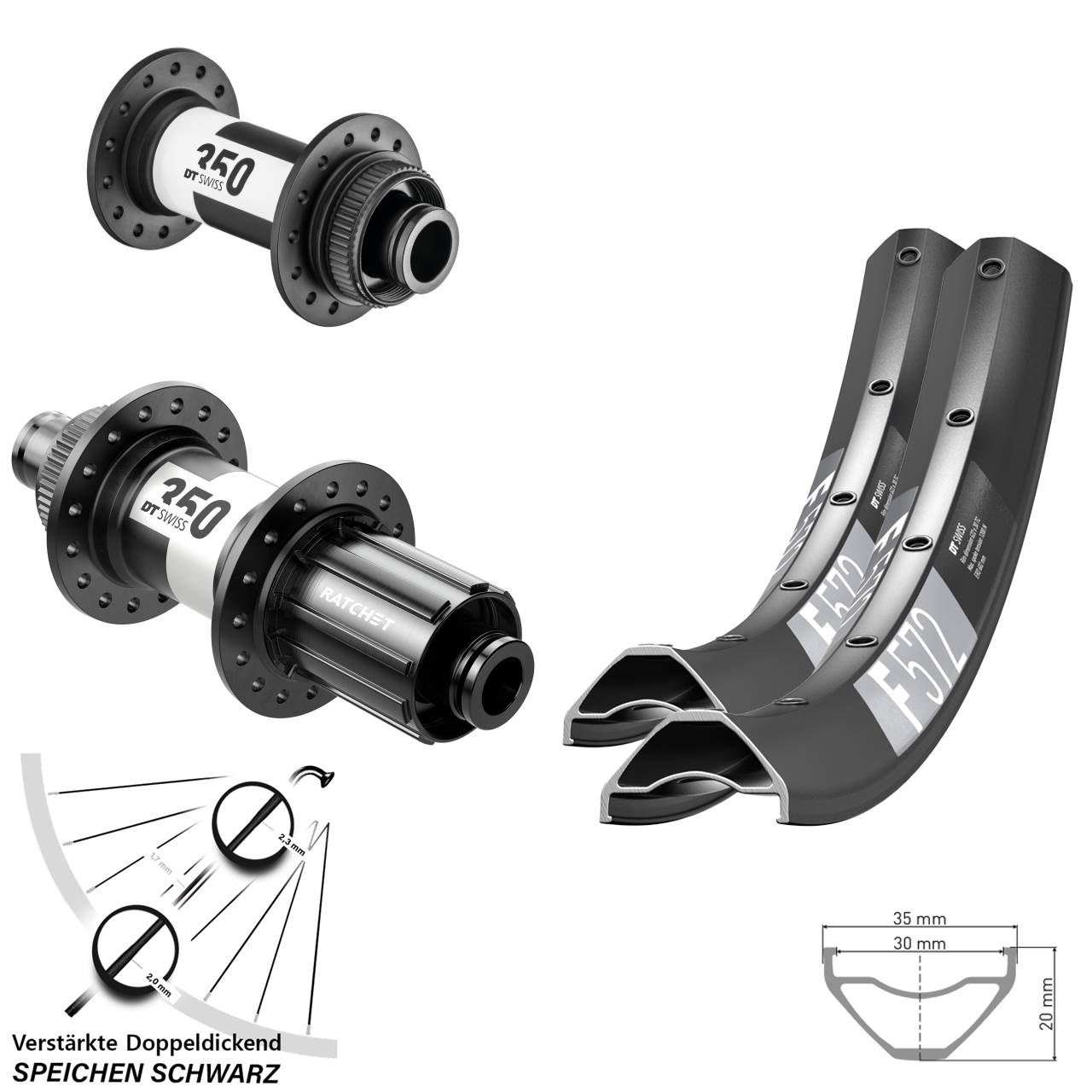 Centerlock Laufradsatz 27,5 Zoll DT Swiss F 572-350 8-11 fach 15x100 12x142