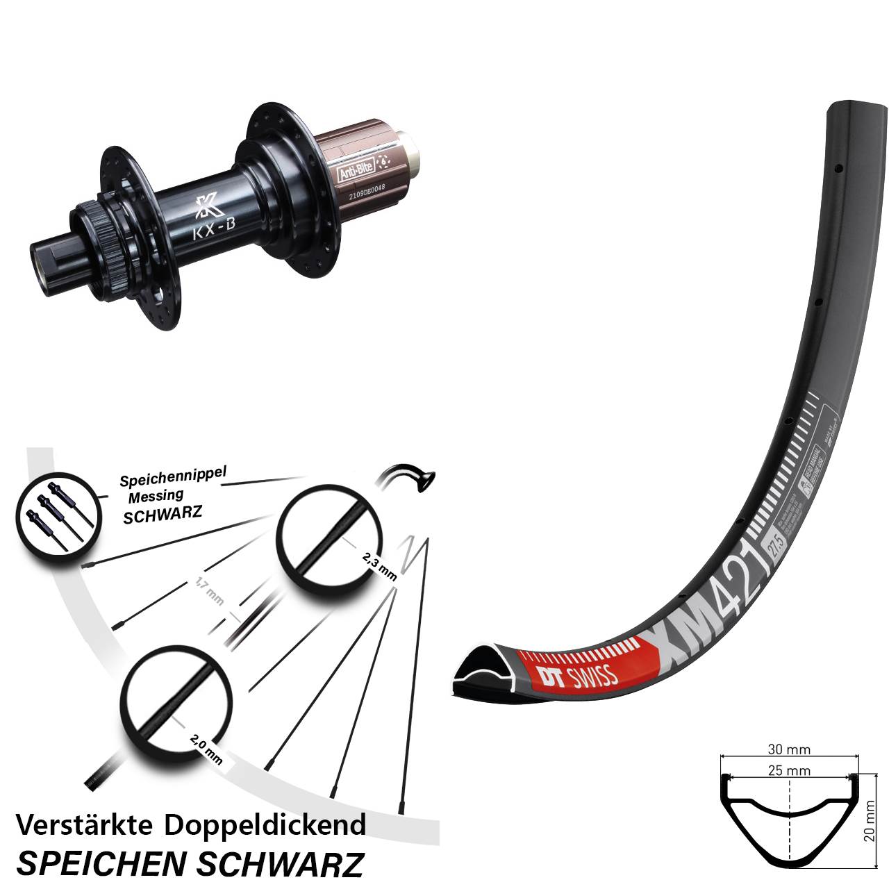 DT Swiss XM421 KX-B 29 Zoll Disc Hinterrad 12x148 Boost 8-12 fach HG